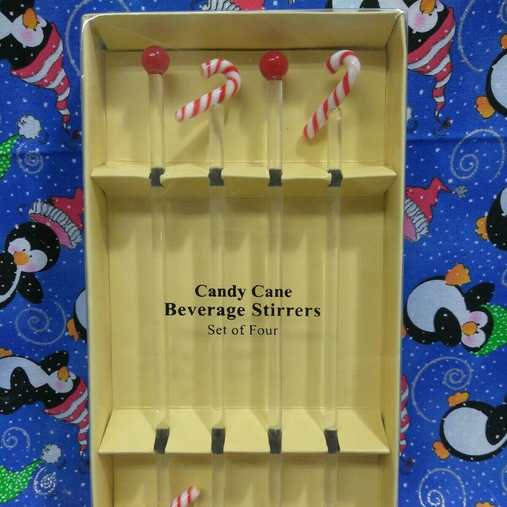 Christmas Candy Cane Glass Beverage Stirrers
